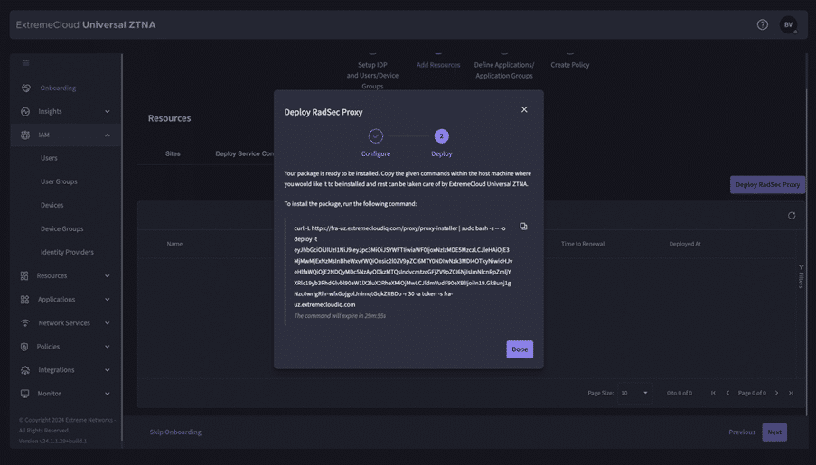 Successfull Deployment Radsec