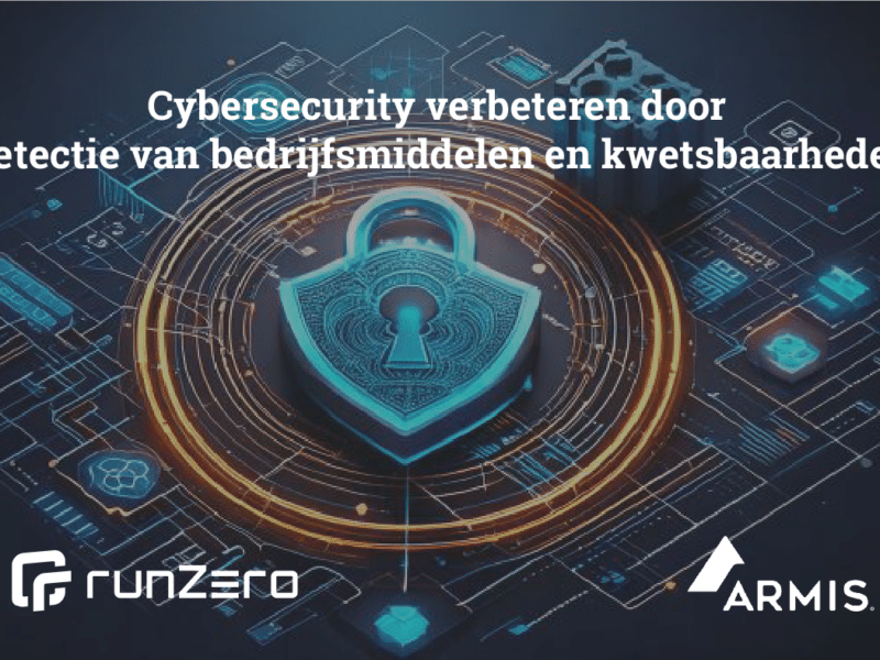Cybersecurity verbeteren visual, met logo's van Runzero & Armis